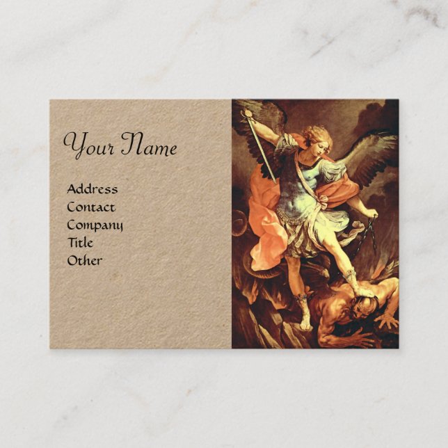 St. Michael the Archangel Kraft Paper Business Card (Front)