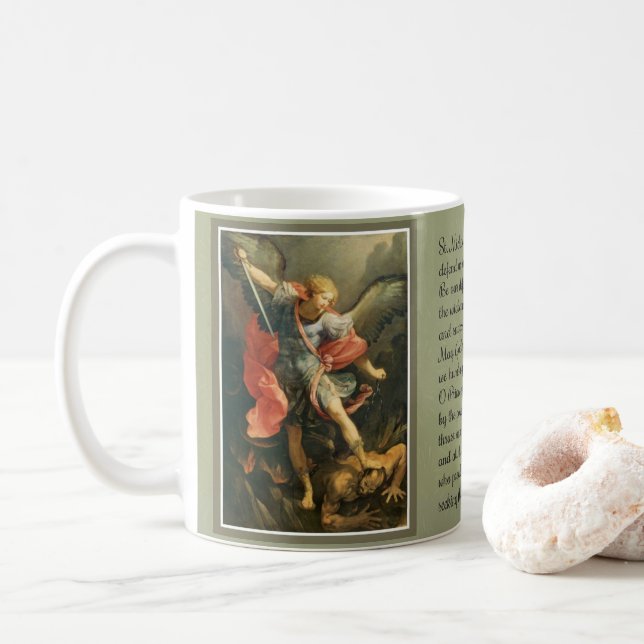 St. Michael the Archangel Powerful Prayer Coffee Mug (With Donut)