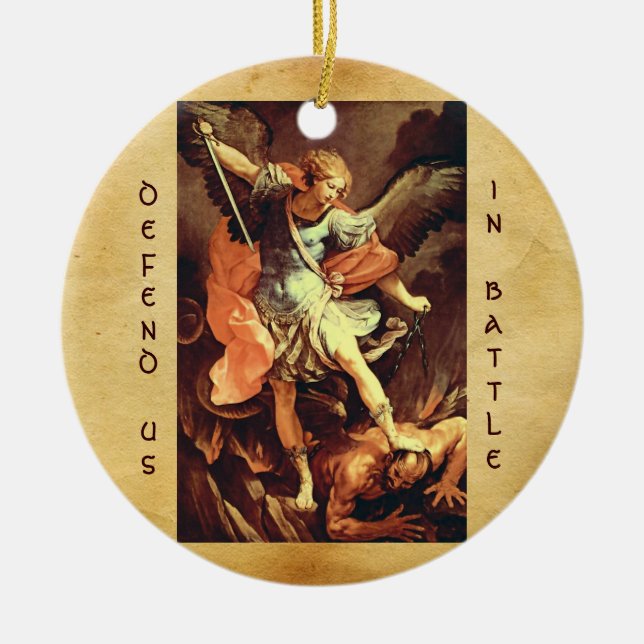 St. Michael the Archangel Prayer Ceramic Tree Decoration (Front)