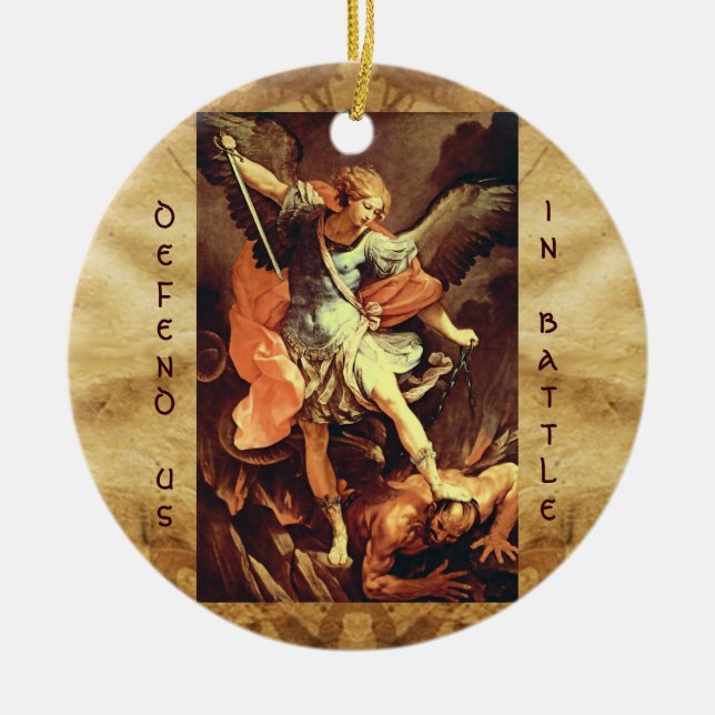 St. Michael the Archangel Prayer Ceramic Tree Decoration (Front)
