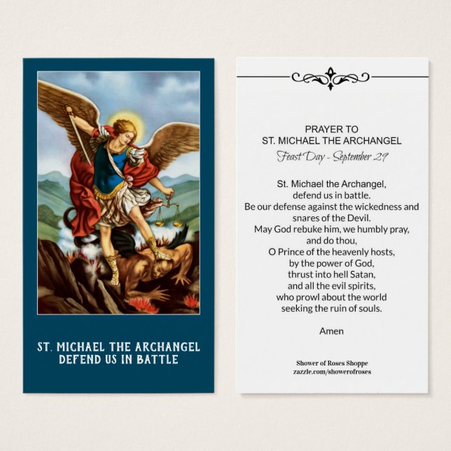 St. Michael the Archangel Prayer Holy Card (Front & Back)