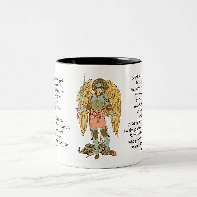 St. Michael the Archangel (RLS 12) Two-Tone Coffee Mug (Center)