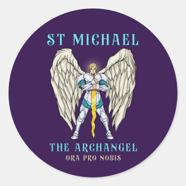 St Michael the Archangel Roman Catholic Classic Round Sticker (Front)