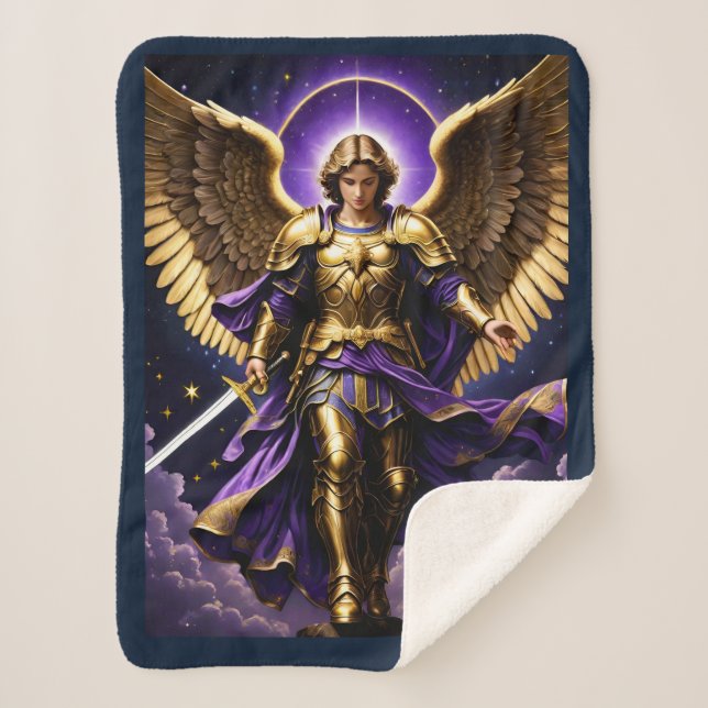 St Michael the Archangel Roman Catholic Sherpa Blanket (Front)