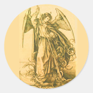 St. MIchael the Archangel Slaying Satan Classic Round Sticker