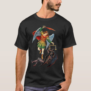St Michael the Archangel Slays the Devil Catholic T-Shirt