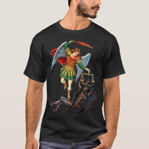 St Michael the Archangel Slays the Devil Catholic T-Shirt