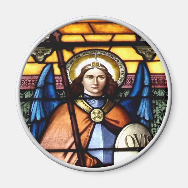 St. Michael The Archangel Stained Glass Window Magnet (Front)
