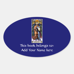 St. Michael The Archangel Stained Glass Window Oval Sticker