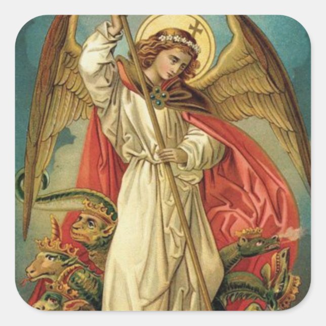 St. Michael the Archangel Sword Devil Square Sticker (Front)