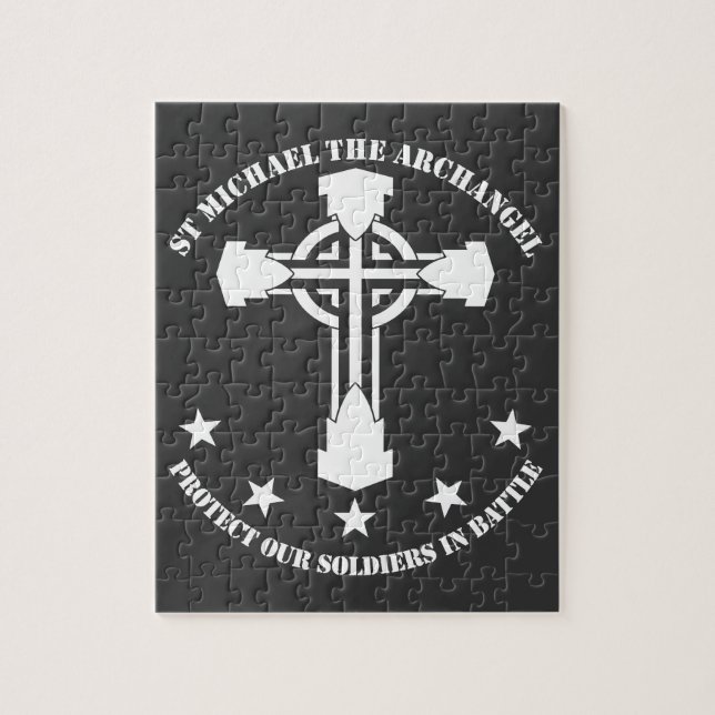 St Michael The Archangel - White Stencil Jigsaw Puzzle (Vertical)