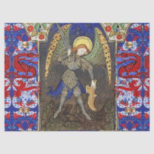 St. Michael the Archangel with Devil , Red Dragons Tissue Paper