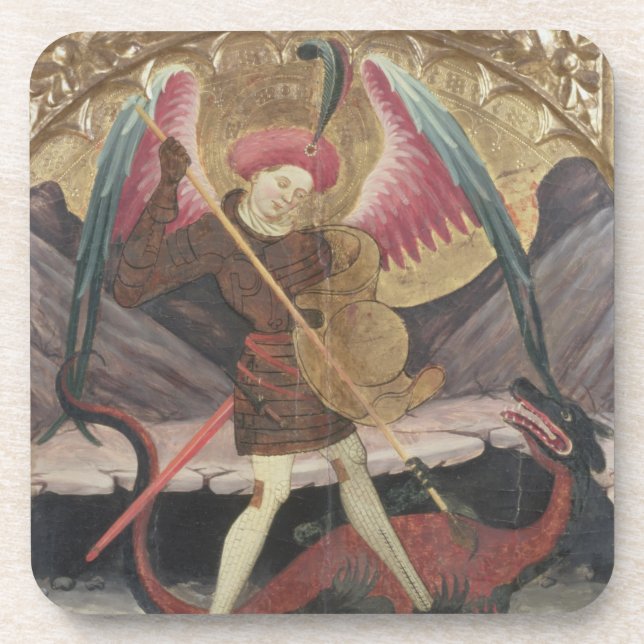 St Michael Vanquishing Evil, c.1480 (tempera on pa Coaster (Front)