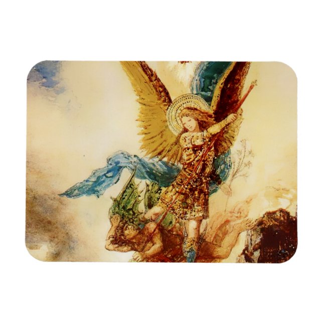 “St Micheal Vanquishing Satan” by Gustave Moreau Magnet (Horizontal)