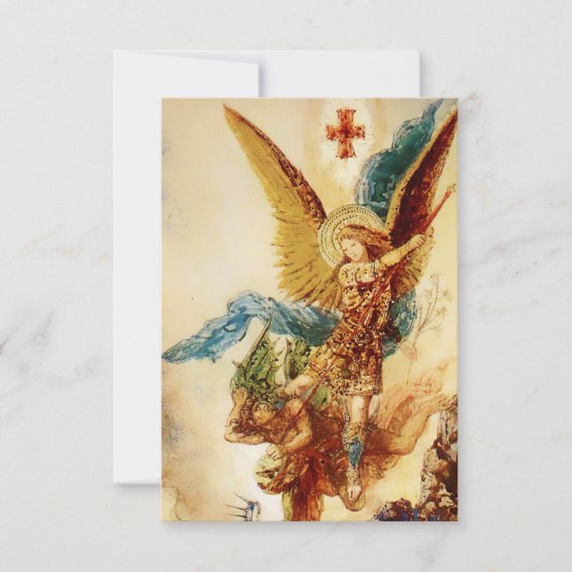 “St Micheal Vanquishing Satan” by Gustave Moreau Thank You Card (Front)