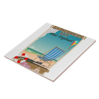 St Mildreds Bay Kent England travel poster Tile