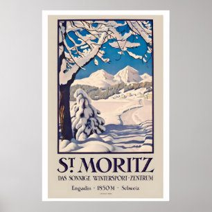 St. Moritz Engadin 1850m Zwitzerland Winter Sports Poster