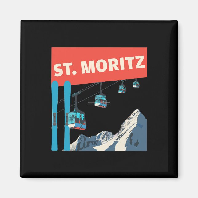 St. Moritz Skiing - Retro St. Moritz Ski  Magnet (Front)