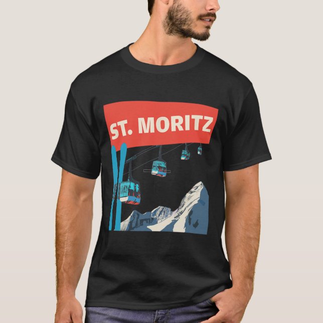 St. Moritz Skiing - Retro St. Moritz Ski  T-Shirt (Front)