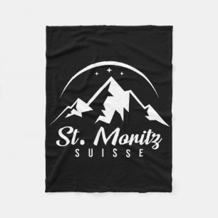 St. Moritz Switzerland Ski Resort Skiing Snowboard Fleece Blanket