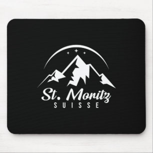 St. Moritz Switzerland Ski Resort Skiing Snowboard Mouse Mat