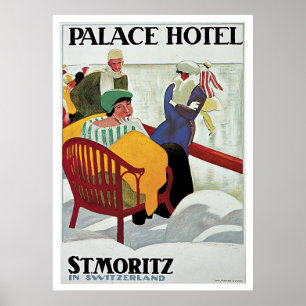 St.Moritz Switzerland Vintage Travel Poster