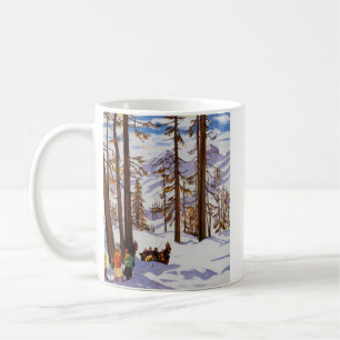 St. Moritz Vintage Skiers Alpine Elegance Art Coffee Mug