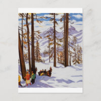 St. Moritz Vintage Skiers Alpine Elegance Art