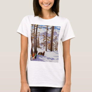 St. Moritz Vintage Skiers Alpine Elegance Art T-Shirt