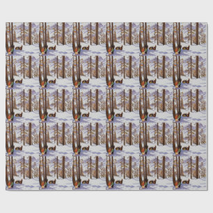 St. Moritz Vintage Skiers Alpine Elegance Art Wrapping Paper