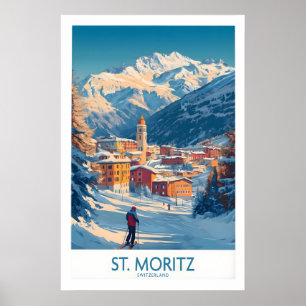 St Moritz Wall Art Ski Poster 1