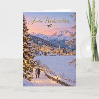 St Moritz Winter am See Frohe Weihnachten Holiday Card