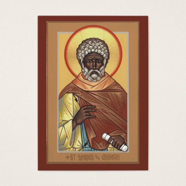 St. Moses the Ethiopian Mini Prayer Card (Front)