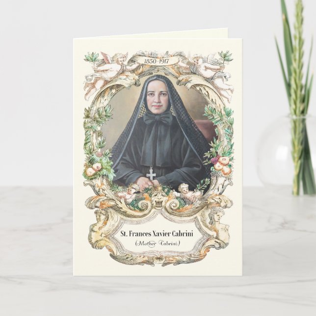 St. Mother Cabrini Catholic Religious Nun Prayer Card (Front)