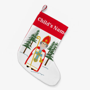 St. Nicholas Custom Name Small Christmas Stocking