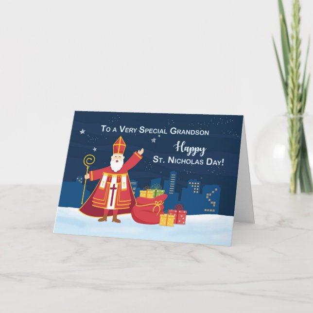 St. Nicholas Day to Grandson Filled with Joy Card (Front)