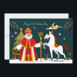 St. Nicholas Greeting Card<br><div class="desc">A bright and colourful St. Nicholas Day greeting card featuring St. Nicholas, his horse and Christmas tree. (Image by Freepik). The card is easy to customise with your wording, font and font colour. Not exactly what you're looking for? All our products can be custom designed to meet your needs at...</div>