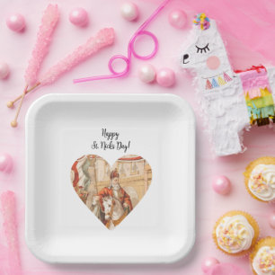 St. Nicholas Heart Sinterklaas St. Nick's Day Paper Plate