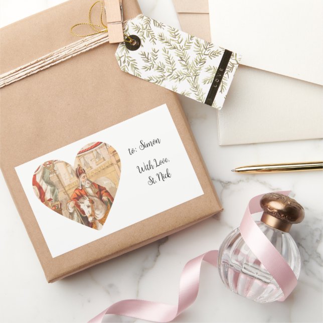 St. Nicholas Heart Sinterklaas St. Nick's Day Rectangular Sticker (Gifting)