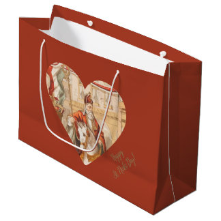 St. Nicholas Hearts Sinterklaas St. Nick's Day Large Gift Bag