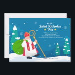 St. Nicholas in Snow Greeting Card<br><div class="desc">A snowy scene featuring St. Nicholas with a bag of presents. (Image by Freepik). The card is easy to customise with your wording, font and font colour. Not exactly what you're looking for? All our products can be custom designed to meet your needs at no extra charge. Simply contact us...</div>
