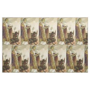 St Nicholas Krampus Pitchfork Priest Fabric