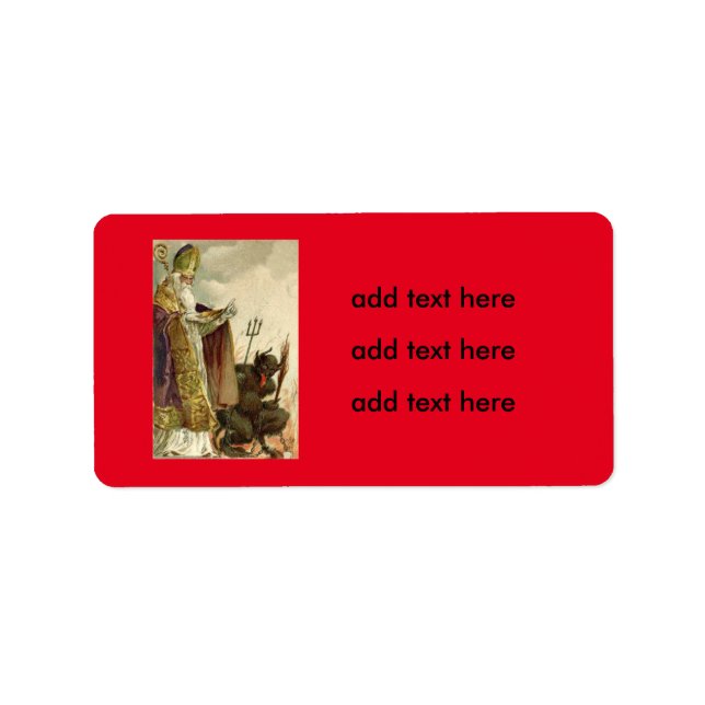 St Nicholas Krampus Pitchfork Priest Label (Front)