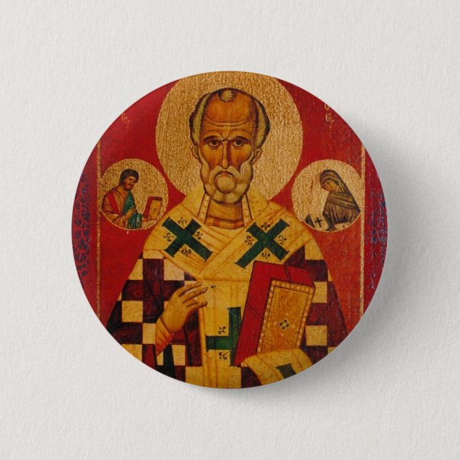 St. Nicholas of Myra 6 Cm Round Badge (Front)