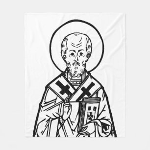 St. Nicholas of Myra Byzantine Orthodox Icon Fleece Blanket