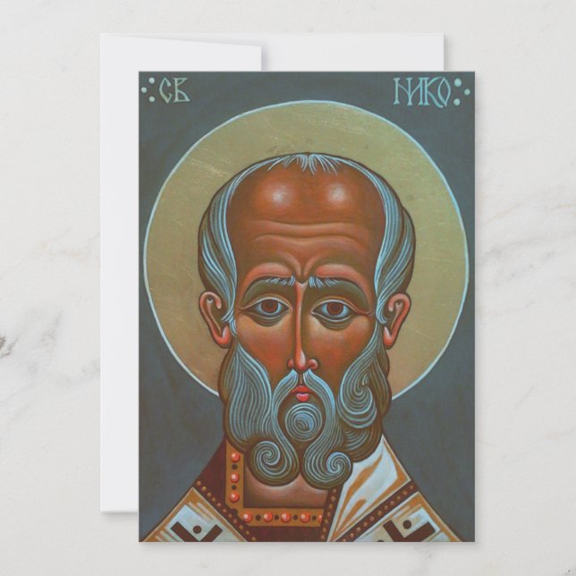 St. Nicholas of Myra Byzantine Orthodox Icon Holiday Card (Front)