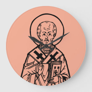 St. Nicholas of Myra Byzantine Orthodox Icon Large Clock