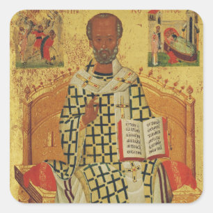 St. Nicholas of Myra Byzantine Orthodox Icon Square Sticker