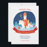 St. Nicholas on a Horse Greeting Card<br><div class="desc">Send wishes on St. Nicholas day with this handsome greeting card featuring St. Nicholas on a horse. (Winter vector created by freepik - www.freepik.com). The card is easy to customize with your wording, font, font color and paper shape options. Not exactly what you're looking for? All our products can be...</div>