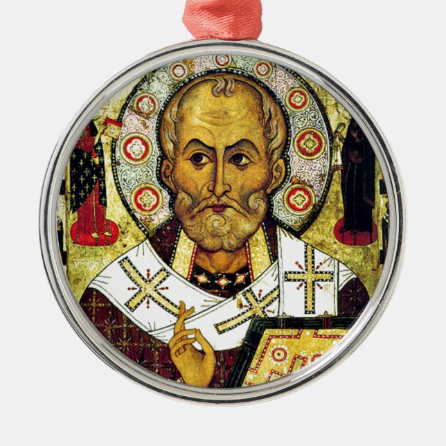 St. Nicholas - Patron Saint of Children Metal Tree Decoration (Front)